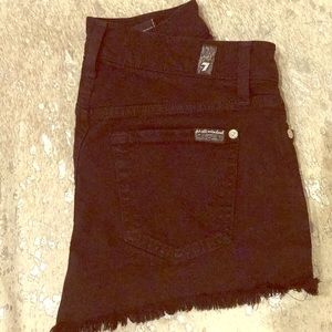 7 For All Mankind - Cutoff Black Denim Shorts